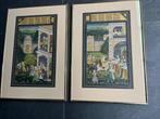 Indiase Indian Mughal scene painting schilderij oud set, Ophalen of Verzenden, Schipluidenlaan 20 5035KJ Tilburg, Schilderij, Minder dan 50 cm
