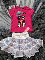 Bakkaboe Fuchsia Panda top + bloemetjes rok maat 68, Ophalen of Verzenden, Nieuw, Meisje, Jurkje of Rokje