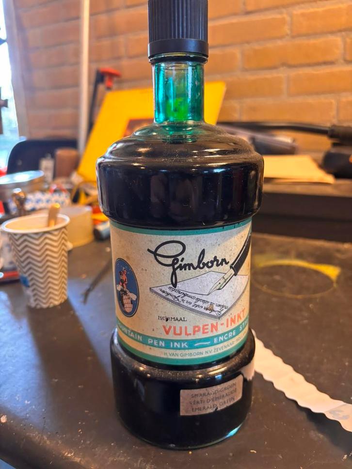 Zeldzaam vintage fles Gimborn vulpeninkt, Verzamelen, Pennenverzamelingen, Gebruikt, Ophalen