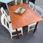 Vintage EETTAFEL met stoelen, Huis en Inrichting, Tafels | Eettafels, Ophalen of Verzenden, Zo goed als nieuw, Rechthoekig, 50 tot 100 cm