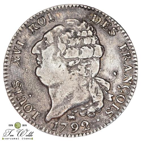 Frankrijk 1 Écu 1792 Louis XVI, Postzegels en Munten, Munten | Europa | Niet-Euromunten, Losse munt, Frankrijk, Zilver, Ophalen of Verzenden