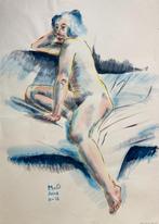 Acryl schilderij naar naakt model., Antiek en Kunst, Kunst | Schilderijen | Modern, Ophalen of Verzenden