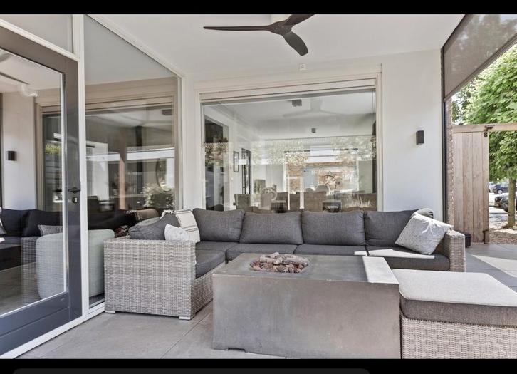 Loungeset hoekbank antraciet, Tuin en Terras, Tuinsets en Loungesets, Zo goed als nieuw, Wicker, Hocker, Ophalen