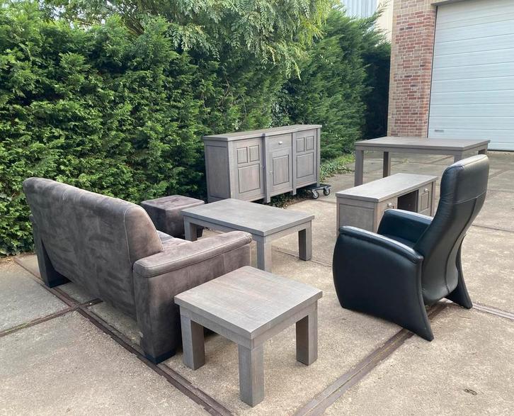 Complete inboedel huiskamer massief eikenhout bank fauteuil, Huis en Inrichting, Complete inboedels, Ophalen