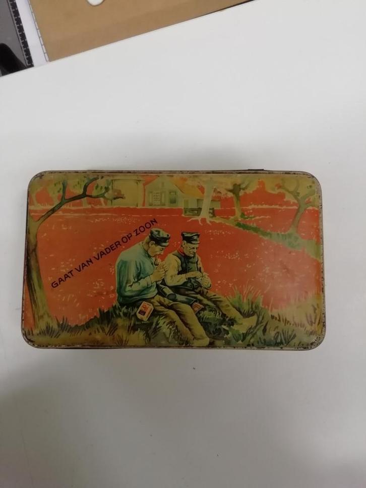 Oud blikken trommel Van Nelle pijptabak, Verzamelen, Blikken, Gebruikt, Koffie, Van Nelle, Ophalen of Verzenden