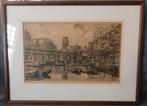 Ets Gezicht op De Kolk Rotterdam Marius Janssen hxb:43x57 cm, Antiek en Kunst, Kunst | Etsen en Gravures, Ophalen of Verzenden