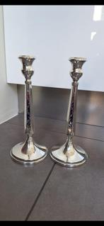 twee kandelaars Judaica Shabbat sterling zilver/emaille, Ophalen of Verzenden, Zilver