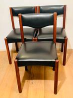 mid-century modern teakhouten eetkamerstoel x 3, Huis en Inrichting, Stoelen, Ophalen of Verzenden, Zo goed als nieuw, Zwart, Drie