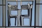 Stylistisch groot schilderij ZWART WIT GRIJS, Antiek en Kunst, Ophalen of Verzenden