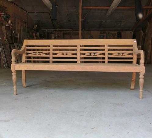 antieke stationsbank RQ11 landelijk teak hout bank tuin Bali, Antiek en Kunst, Antiek | Meubels | Stoelen en Banken, Ophalen of Verzenden