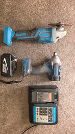 Draadloze slagtol, haakse slijper, lader en accu, Doe-het-zelf en Verbouw, Gereedschap | Boormachines, Ophalen of Verzenden, Gebruikt