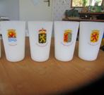 8 Melkglazen met provinciewapens erop, als nieuw, Antiek en Kunst, Ophalen of Verzenden