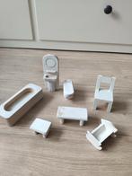 Poppenhuis houten set 7 meubels wit, Verzamelen, Poppenhuizen en Toebehoren, Ophalen of Verzenden, Zo goed als nieuw, Poppenhuis
