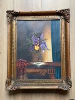 Schilderij op doek bloem G. v.d. Wiel goudkleurige lijst, Antiek en Kunst, Kunst | Schilderijen | Klassiek, Ophalen