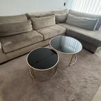 2 Ronde Goossens Salontafels - Zwart met Goud, Huis en Inrichting, Tafels | Bijzettafels, Ophalen, Minder dan 45 cm, Minder dan 55 cm