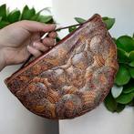 Vintage Clutch Universele Maat Bruin Schelp Leer, Gebruikt, Bruin, Verzenden, Vintage