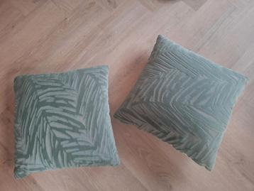 2 groene kussens  beschikbaar voor biedingen