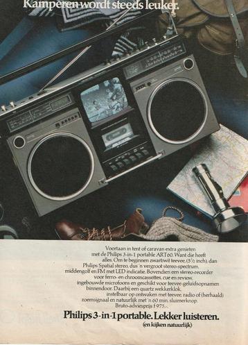 retro reclame 1979 Philips radio 3 in 1 portable ART60 beschikbaar voor biedingen