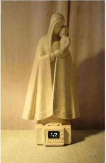 Mooi Oud Beeld van de Maagd Maria met Jezus - 34cm beschikbaar voor biedingen