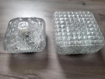 2 retro vintage plafondlampen glas beschikbaar voor biedingen