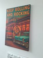 Sixties Rock & Roll Canvas – Amerikaanse auto, jukebox, Minder dan 50 cm, 50 tot 75 cm, Nieuw, Ophalen of Verzenden