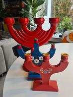 Vintage zweedse folklore kandelaars, hout, kerst, rood,, Diversen, Kerst, Ophalen of Verzenden