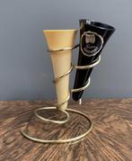 50 jaren vaas WIT & ZWART kunststof koker vaasje in spiraal, Kunststof, Gebruikt, Overige kleuren, Ophalen of Verzenden