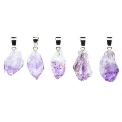 Ruwe Amethist aan verzilverde hanger, Sieraden, Tassen en Uiterlijk, Kettinghangers, Nieuw, Steen of Mineraal, Paars, Overige voorstellingen