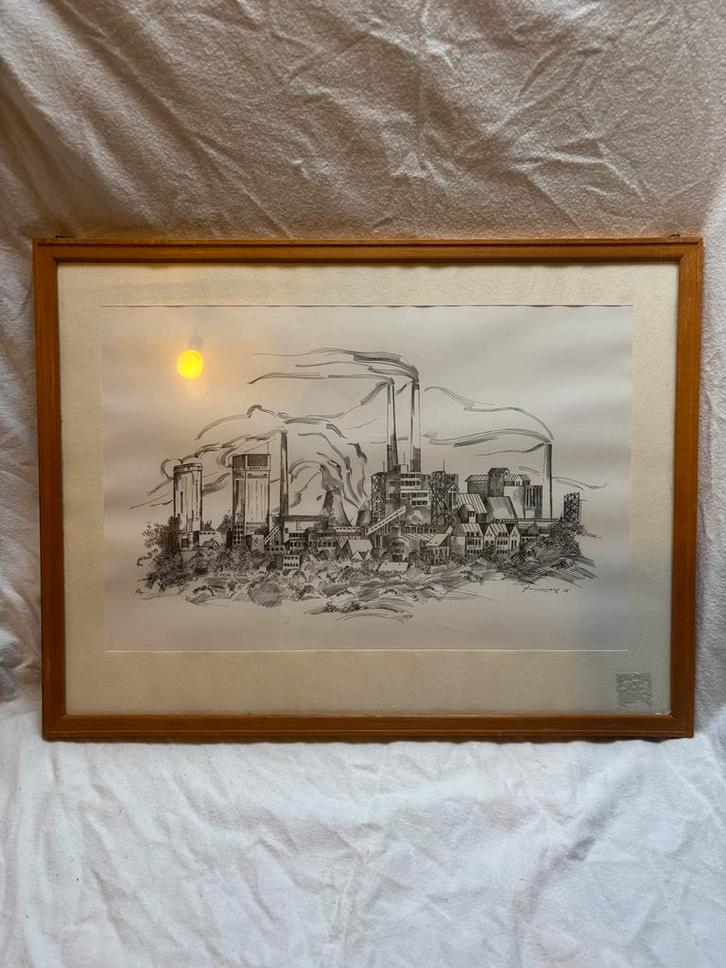 Pentekening Staatsmijn Emma, Antiek en Kunst, Kunst | Tekeningen en Foto's, Ophalen of Verzenden