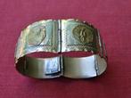 Flexibele 6 paneels zilveren armband met munten Taxco Mexico, Verzenden, Gebruikt, Zilver, Zilver