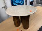 Bijzettafel xavi beige marmer mango poten 60cm hoge korting, Ophalen, Rond, Nieuw, 55 tot 75 cm