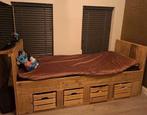 steigerhout bed, Ophalen, 70 tot 85 cm, Zo goed als nieuw, Lattenbodem