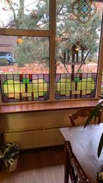 Twee identieke antieke glas in lood ramen art deco 1920, Antiek en Kunst, Curiosa en Brocante, Ophalen