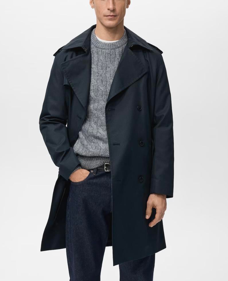 Nieuw donkerblauwe trenchcoat MNG maat S, Ophalen of Verzenden, Zo goed als nieuw, Blauw