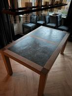 Houten tafel met leisteen blad, Ophalen, Gebruikt, 50 tot 100 cm, 150 tot 200 cm