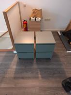 Twee nachtkastjes IKEA Malm groen/grijs - Zo goed als nieuw, Ophalen, Zo goed als nieuw, Kunststof
