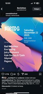 Soenda indoor werkspoorkathedraal 22-11, Tickets en Kaartjes, Twee personen