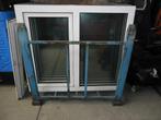 2 kunststof ramen met draaik/kiep 148,5x1270cm hoog, Kunststof, Gebruikt, Raamkozijn, Inclusief glas