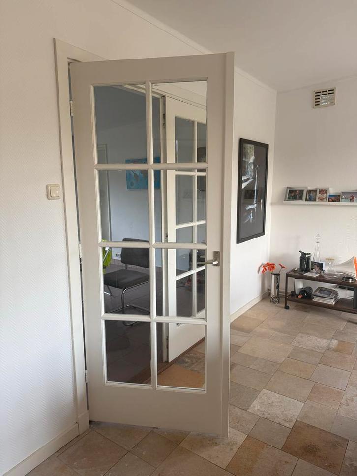 Twee openslaande binnendeuren, Doe-het-zelf en Verbouw, Deuren en Horren, Gebruikt, Binnendeur, 200 tot 215 cm, 120 cm of meer
