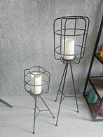 Staande Lantaarns - Set van 2 - Zwart Metaal, 50 tot 75 cm, Zwart, Nieuw, Ophalen of Verzenden