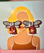 Zilveren oorbellen met roze topaas en zirkonia, Nieuw, Ophalen of Verzenden, Roze, Met edelsteen