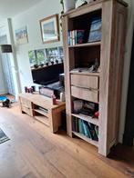 Massief teakhouten tv-kast, boekenkast en salontafel, Huis en Inrichting, Complete inboedels, Ophalen