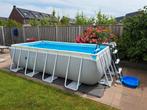Intex zwembad 400x200x100 cm met warmtepomp en aqualoon pomp, Ophalen, 200 tot 300 cm, 80 tot 120 cm, Zo goed als nieuw