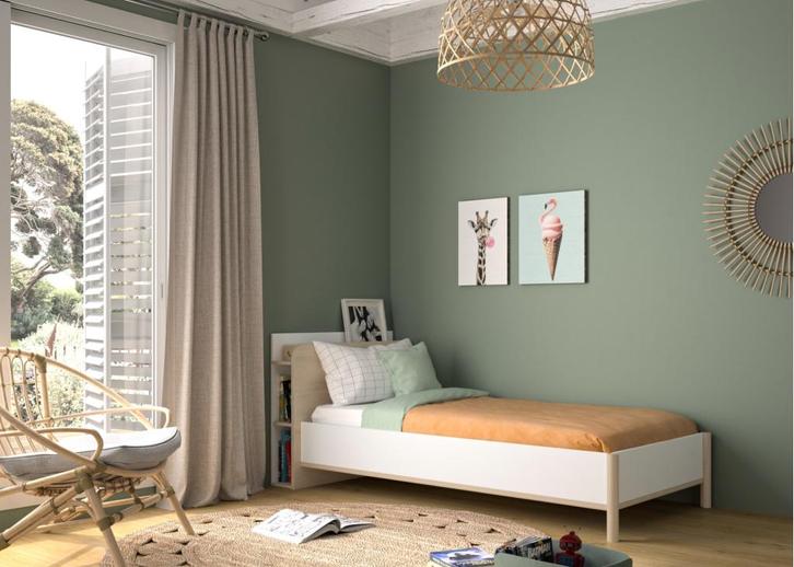 Matis 1-persoonsbed - 90x200 - Wit/kastanje, Kinderen en Baby's, Kinderkamer | Bedden