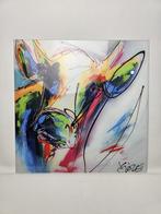 # Bonte koe op glas 48 x 49 cm. Model 1, Ophalen