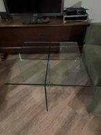 Glazen tafel met kruis onderstel, 75 cm of meer, Rechthoekig, Ophalen, 45 tot 60 cm