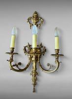 Goudkleurige Kasteel Kandelaar Lamp - Empire Stijl wand, Antiek en Kunst, Antiek | Kandelaars, Ophalen of Verzenden, Goud