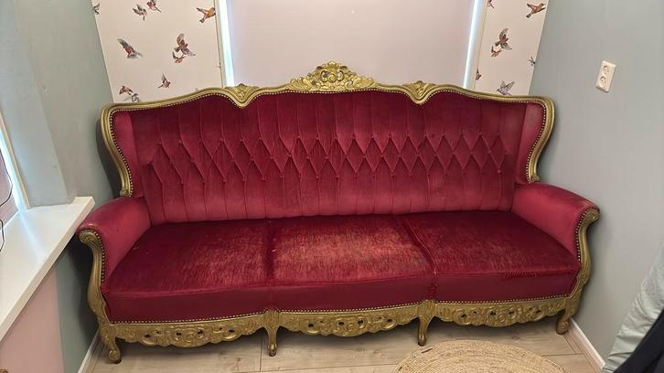 Rode barokbank, Huis en Inrichting, Banken | Sofa's en Chaises Longues, Gebruikt, Driepersoons, 150 tot 200 cm, 75 tot 100 cm