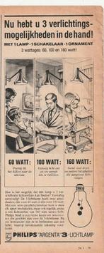 retro reclame 1962 Philips argenta gloeilamp 3 soorten, Verzenden, Overige typen