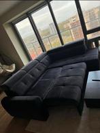 Antraciet velvet hoekbank slaapbank met opbergruimte, Ophalen, 250 tot 300 cm, Gebruikt, 100 tot 125 cm